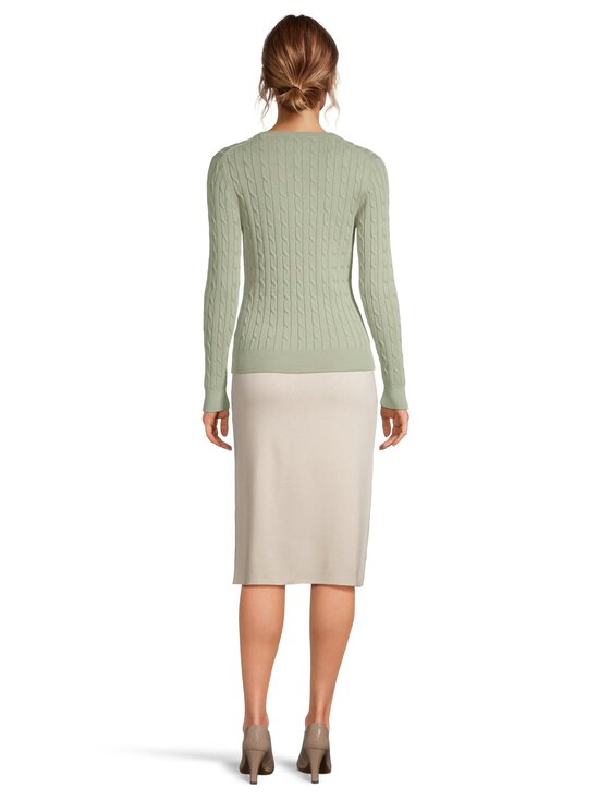 GANT - Stretch Cotton V-neck -palmikkoneule - 356 FADED SAGE | Stockmann - photo 3