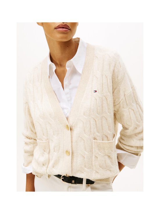 Tommy Hilfiger - Soft Wool Cable V-neck adīta jaka - ADK HEATHER OATMILK | Stockmann - photo 5