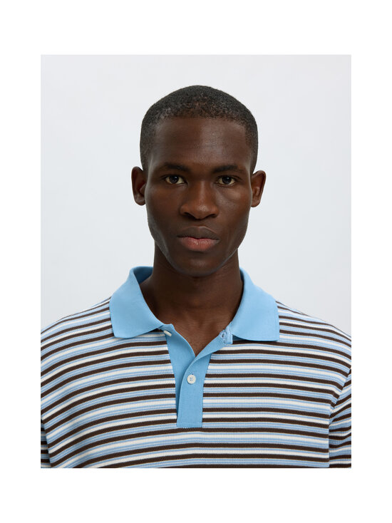 Selected - SlmJasper Stripe polo krekls - EGRET STRIPES:BLISSFUL BLUE + DELICIOSO | Stockmann - photo 5