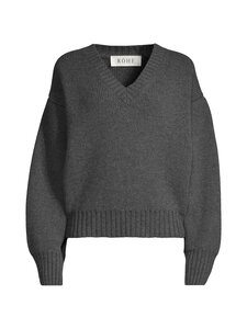 Róhe - Sculptural compact V-neck -villaneule - 030_301 MID GREY MELANGE | Stockmann