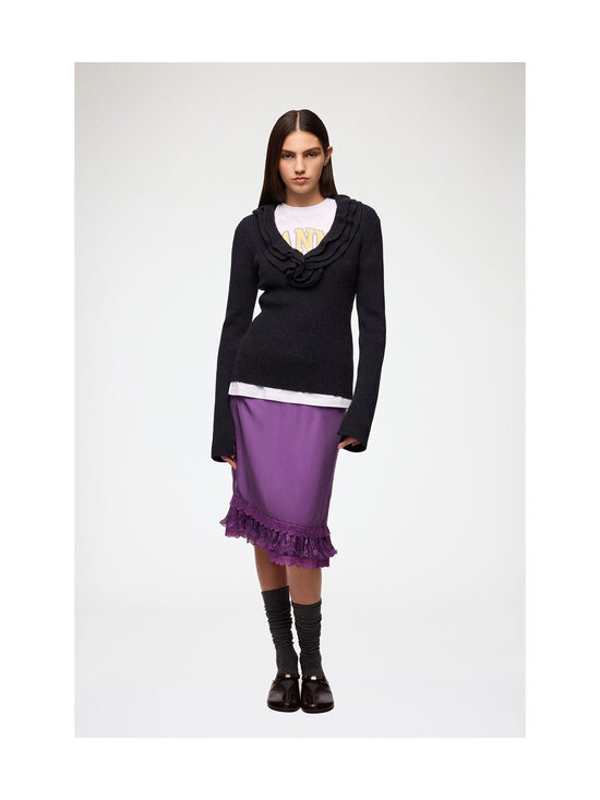 Ganni - Ribbed Merino Frill -paita - NULL PHANTOM | Stockmann - photo 2