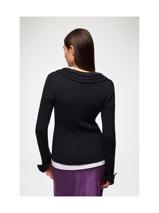 Ganni - Ribbed Merino Frill -paita - NULL PHANTOM | Stockmann - photo 4