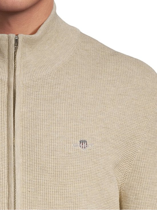 GANT - Micro Textured Zip -puuvillaneuletakki - 198 OAT MELANGE | Stockmann - photo 5