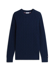 Tommy Hilfiger - Mock Cable Crew Neck -neule - DCC CARBON NAVY | Stockmann