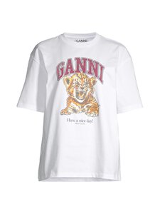Ganni - Heavy Cotton Jersey Beaded Baby Tiger -trikoopaita - 151 BRIGHT WHITE | Stockmann