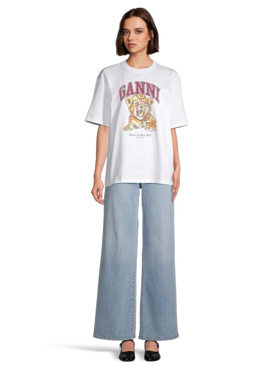 Ganni - Heavy Cotton Jersey Beaded Baby Tiger -trikoopaita - 151 BRIGHT WHITE | Stockmann - photo 2