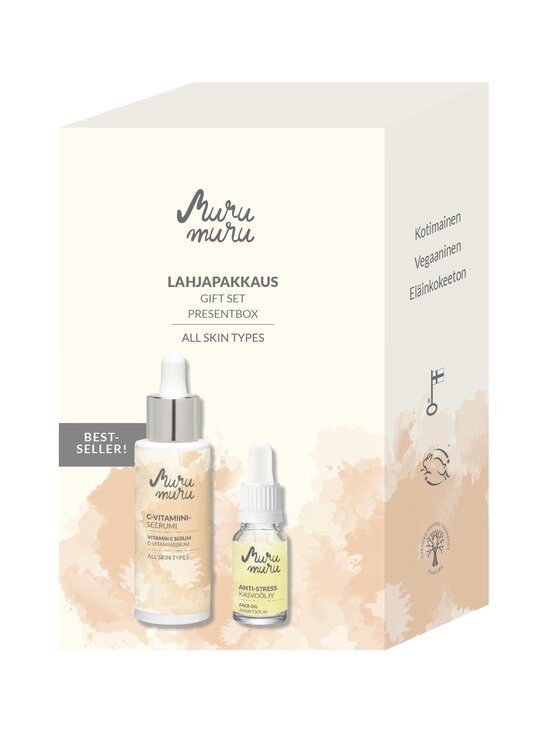 C-vitamiiniseerumi 30 ml + antistress-kasvoöljy 10 ml -lahjapakkaus