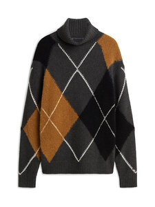 Tommy Hilfiger - Argyle Roll Neck -neule - P92 DARK GREY HEATHER | Stockmann