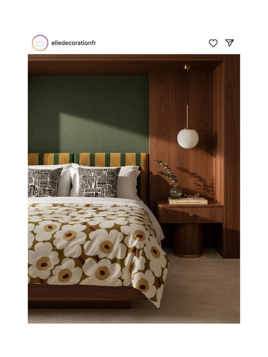 Marimekko - Satiinist voodipesukomplekt Unikko - 618 GREEN UMBER, CREAM | Stockmann - photo 2