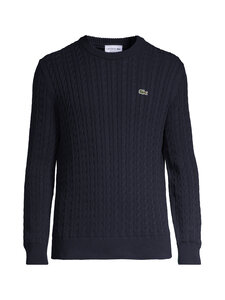 Lacoste - Crewneck-palmikkoneule - 802 NAVY BLUE/GREEN | Stockmann