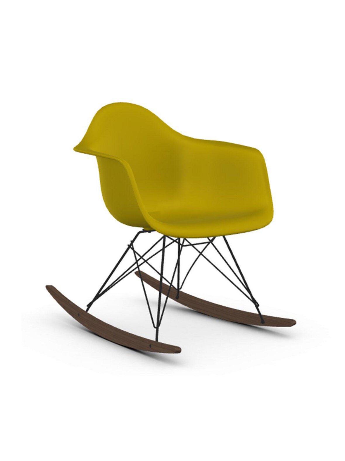 Eames RAR RE -keinutuoli mustard/musta/tumma vaahtera