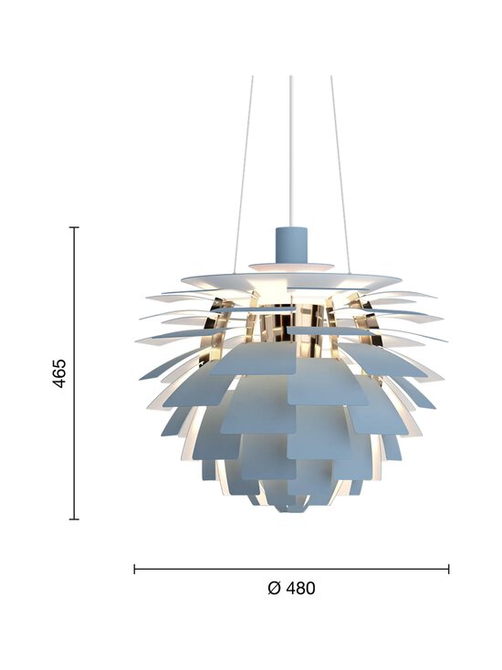 Louis Poulsen - PH Artichoke -riippuvalaisin 48 x 46,5 cm - DUSTY BLUE/BRASS METALLISED | Stockmann - photo 2