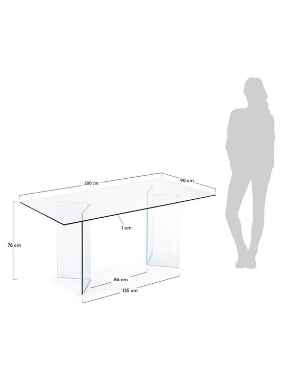 Kave Home - Burano-ruokapöytä kirkas lasi 200 x 90 cm - TRANSPR | Stockmann - photo 3