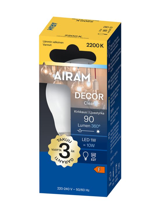 Airam - LED DECFG P45 822 90lm E27 -filamenttilamppu - TRANSPARENT | Stockmann - photo 2