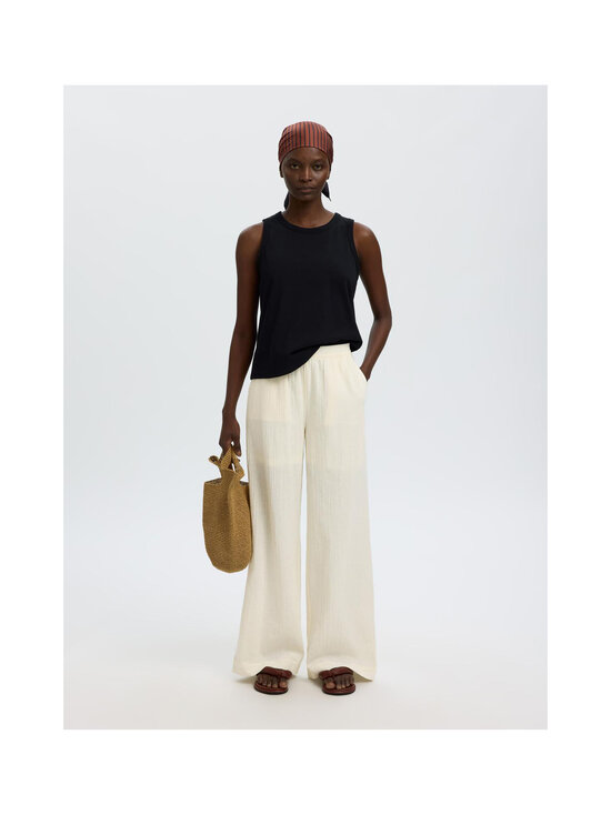 Selected - SlfFinnie Mid Waist Sun -leveälahkeiset housut - EGRET | Stockmann - photo 5