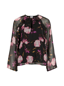 Vila - ViVida Falia -sifonkipusero - BLACK AOP:PINK GREEN FLOWERS | Stockmann