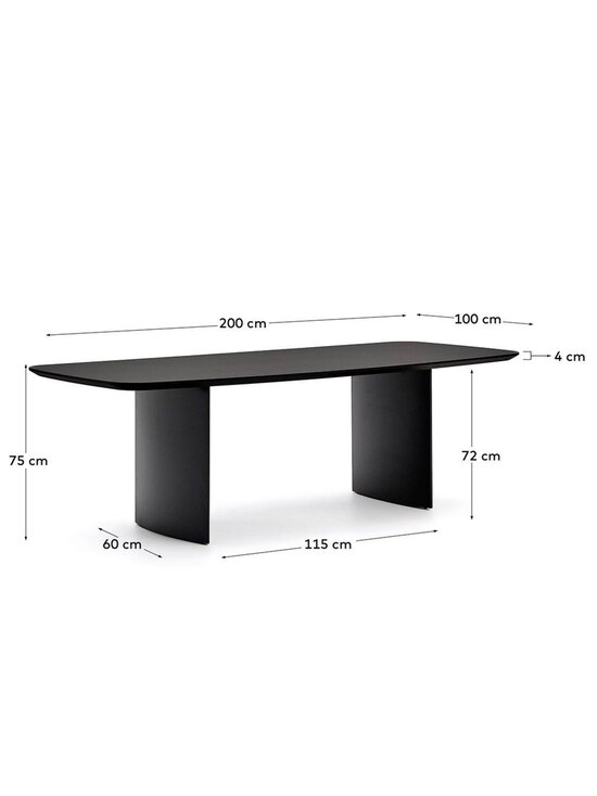 Kave Home - Litto-ruokapöytä musta 100 x 200 cm - BLACK | Stockmann - photo 6