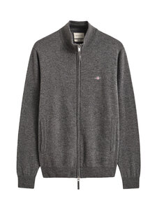 GANT - Superfine Lambswool Zip -neuletakki - 90 CHARCOAL MELANGE | Stockmann