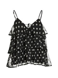 Vila - Topp ViHarley Printed Ruffle - BLACK AOP:WHITE DOTS | Stockmann