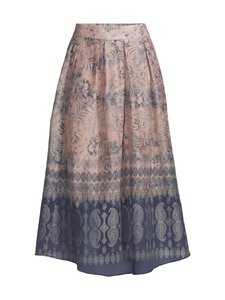 GUSTAV - Mabell Midi+ - laskostettu hame - 84797 NAVY W. ROSE BEIGE PRINT | Stockmann