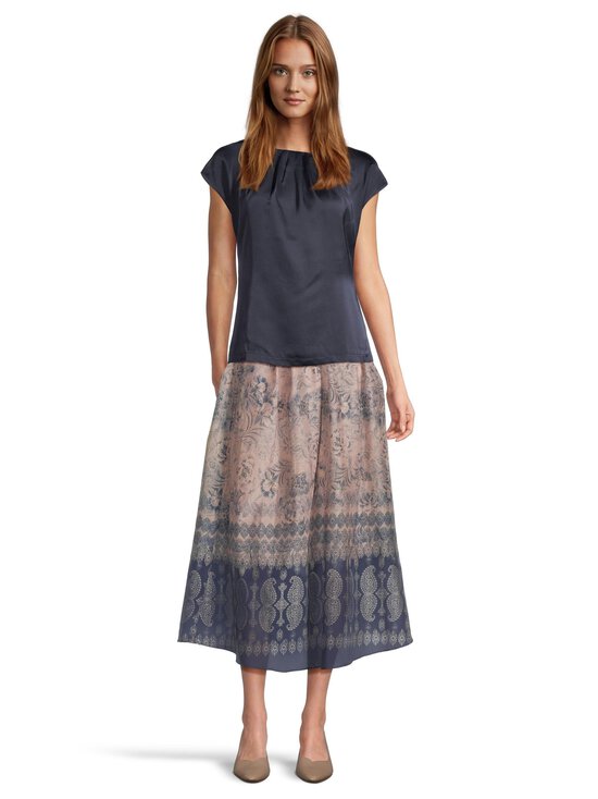 GUSTAV - Mabell Midi+ - laskostettu hame - 84797 NAVY W. ROSE BEIGE PRINT | Stockmann - photo 3