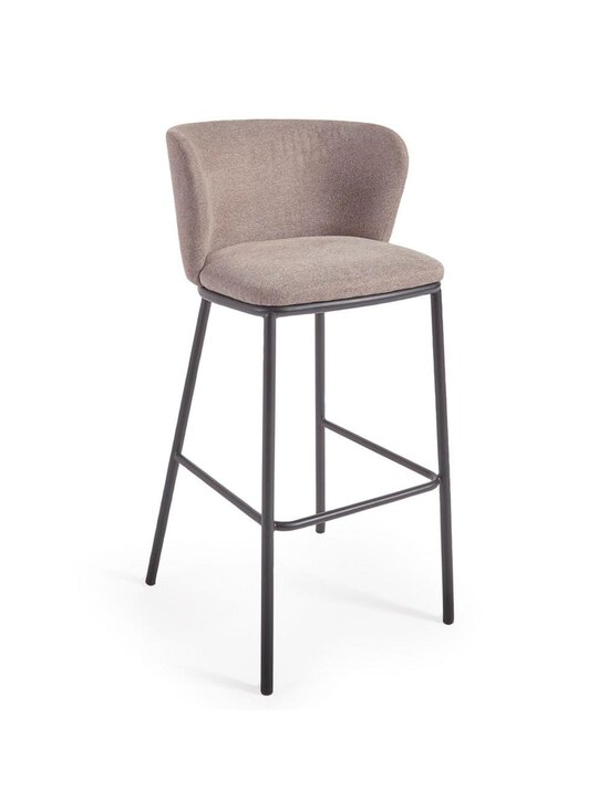 Kave Home - Ciselia-baarijakkara vaaleanruskea chenille-kangas / musta metalli K 75 cm - BEIGE | Stockmann - photo 1