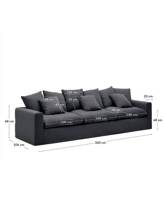 Kave Home - Nora-sohva mustanharmaa L 340 cm - BLACK | Stockmann - photo 3