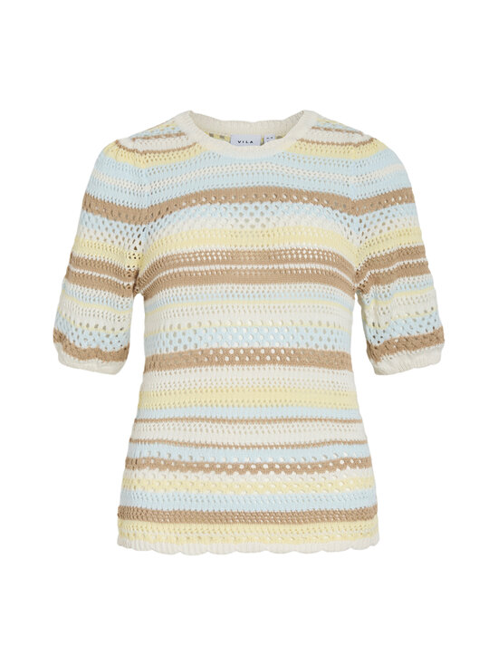 Vila - ViMina 2/4 O-Neck Stripe -neule - PASTEL YELLOW STRIPES:CLOUD/NANTUCKET/TRAVERTINE | Stockmann - photo 1