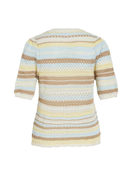 Vila - ViMina 2/4 O-Neck Stripe -neule - PASTEL YELLOW STRIPES:CLOUD/NANTUCKET/TRAVERTINE | Stockmann - photo 2