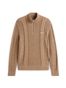 Tommy Jeans - Slim Badge Zip -palmikkoneule - 0HD COASTAL TAUPE TONAL Tommy Jeans - Slim Badge Zip -palmikkoneule - 0HD COASTAL TAUPE TONAL | Stockmann