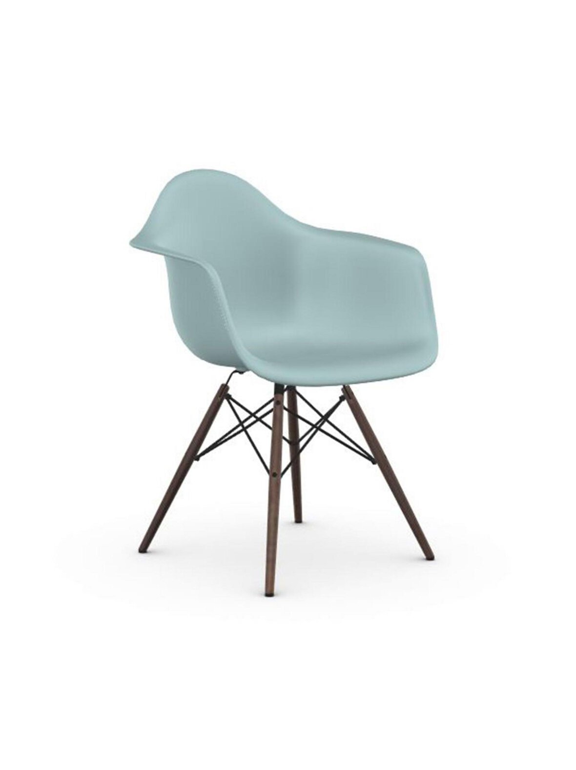 Eames daw re -tuoli käsinojilla ice grey/ruskea vaahtera