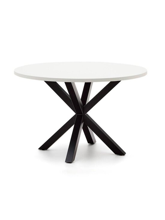 Kave Home - Argo-ruokapöytä valkoinen melamiini / musta ⌀ 120 cm - WHITE | Stockmann - photo 1