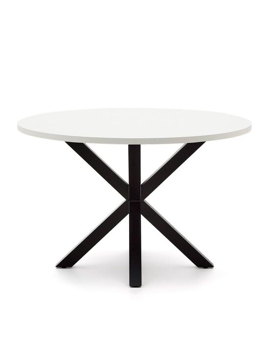 Kave Home - Argo-ruokapöytä valkoinen melamiini / musta ⌀ 120 cm - WHITE | Stockmann - photo 2