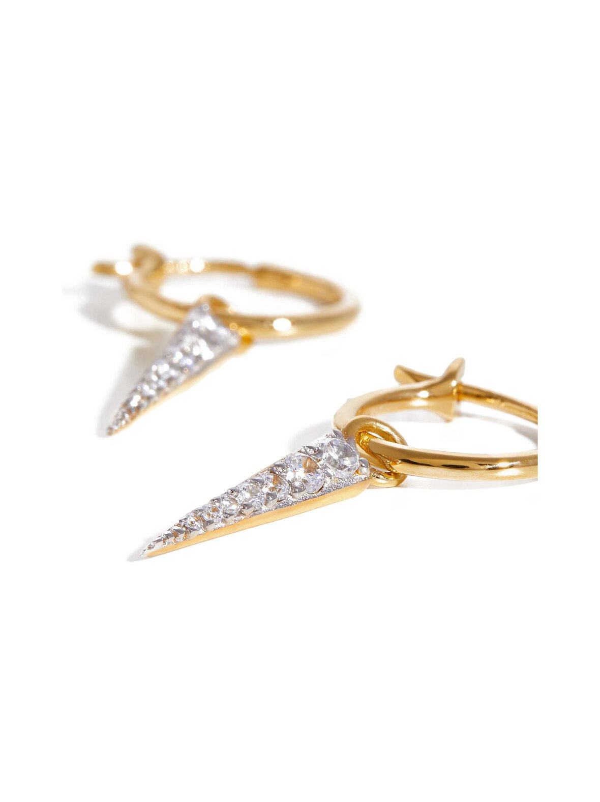 Silver Mini Pave Spike Charm Hoops -korvakorut