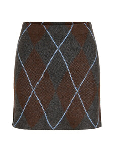 Vila - ViArgyle Knit -hame - DARK GREY MELANGE CHECKS:COFFE BEAN/BLUE SHADOW | Stockmann