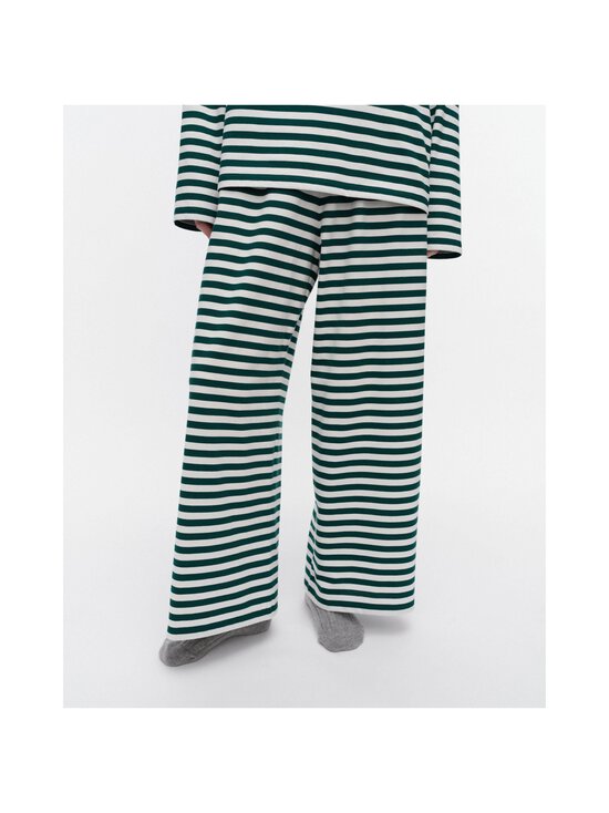 Marimekko - Caissa Tasaraita -pyjamahousut - 061 DARK GREEN, OFF WHITE | Stockmann - photo 2
