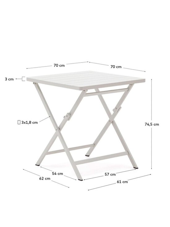 Kave Home - Torreta-taittopöytä valkoinen 70 x 70 cm - WHITE | Stockmann - photo 3