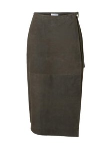 Selected - SlfSefa Suede Midi -nahkahame - DARK GREY | Stockmann