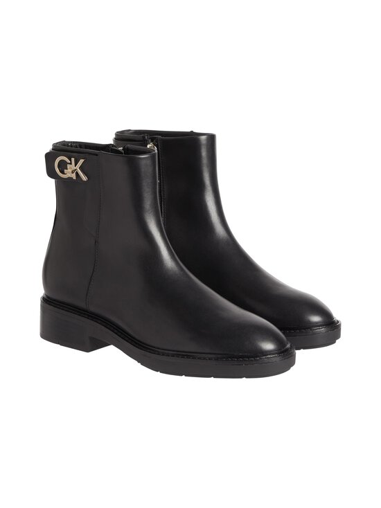 Rubber Sole Leather Ankle Boots