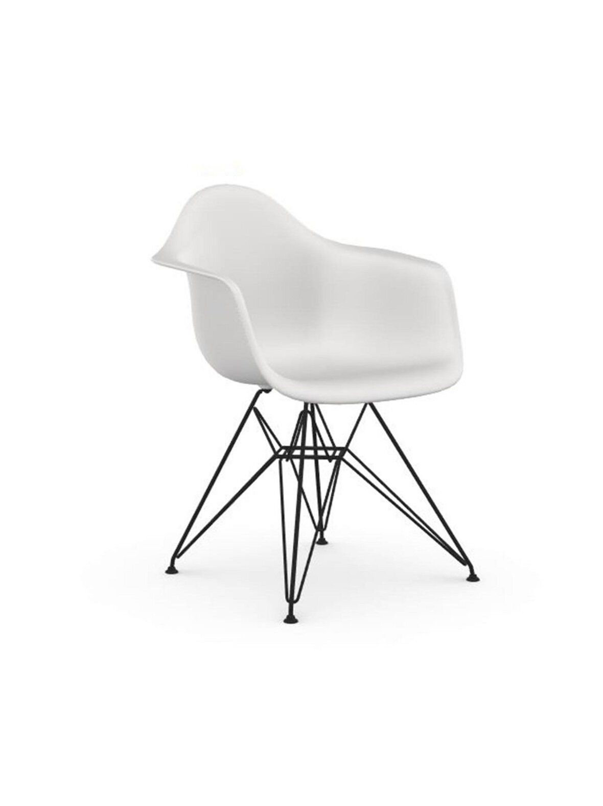 Eames dar re -tuoli käsinojilla cotton white/musta