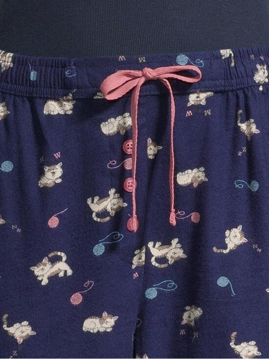 Damella - Cat Print -flanellipyjamahousut - 020 NAVY | Stockmann - photo 5