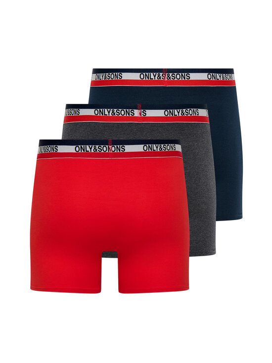 Only & Sons - Bokserid OnsFiz Solid, 3 paari - DARK GREY MELANGE PACK:DUSTY CEDAR - NAVY BLAZER | Stockmann - photo 2