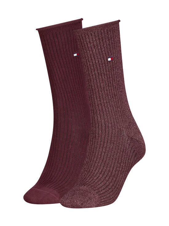 Tommy Hilfiger - Lurex Roll Top -sukat 2-pack - 005 DEEP ROUGE | Stockmann - photo 1