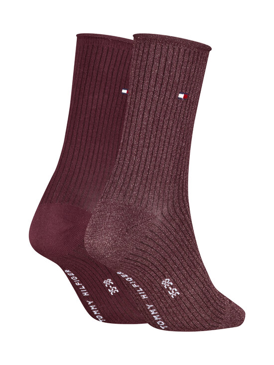 Tommy Hilfiger - Lurex Roll Top -sukat 2-pack - 005 DEEP ROUGE | Stockmann - photo 2