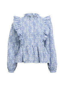 Object - Trikotaažsärk ObjCiara Frill - C-12 DARK DENIM_WHITE | Stockmann