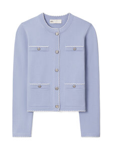 Tory Burch - Kendra Scalloped -villaneuletakki - 985 PALE BLUE / NEW IVORY | Stockmann