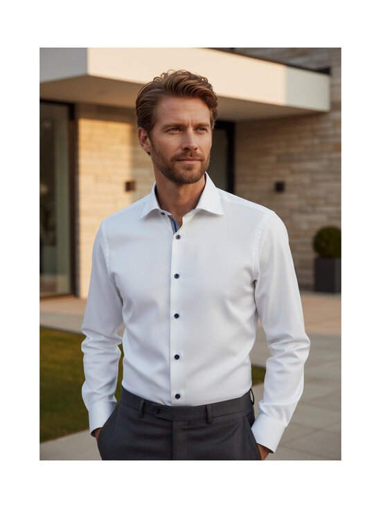 Eton - Contemporary Fit Geometric Effect Signature Twill -kauluspaita - 00 WHITE | Stockmann - photo 3