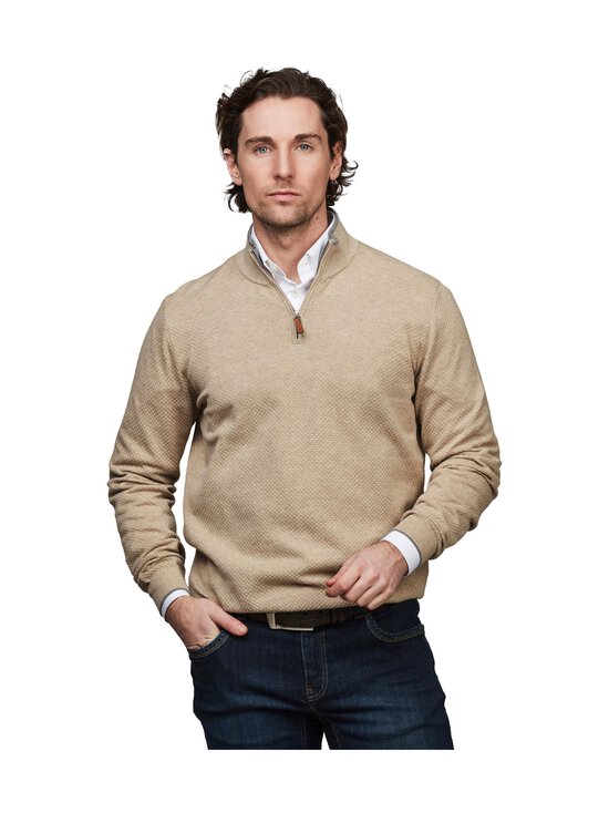 HANSEN&JACOB - Half Zip Diamond -puuvillaneule - BEIGE15 | Stockmann - photo 1