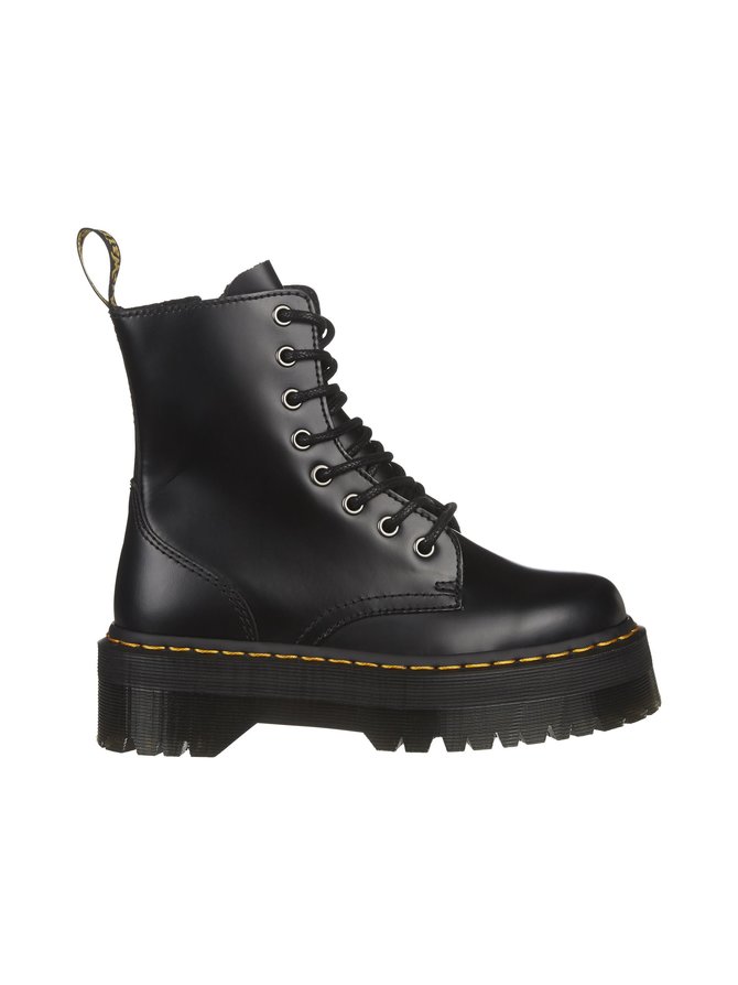 Black polished smooth ankle boots