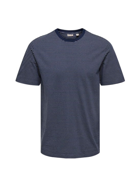 Only & Sons - OnsFred Life -raidallinen t-paita - NAVY BLAZER STRIPES:GARDENIA | Stockmann - photo 1